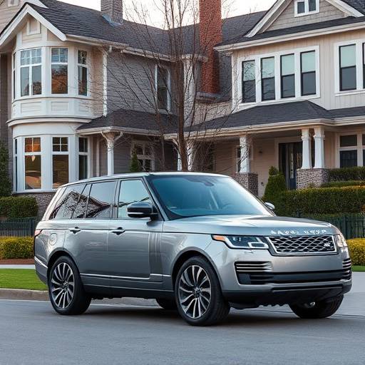 Gray 2023 Land Rover Range Rover Sport driving through a luxury neighborhood